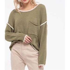 Shop Stevie olive green sweater top